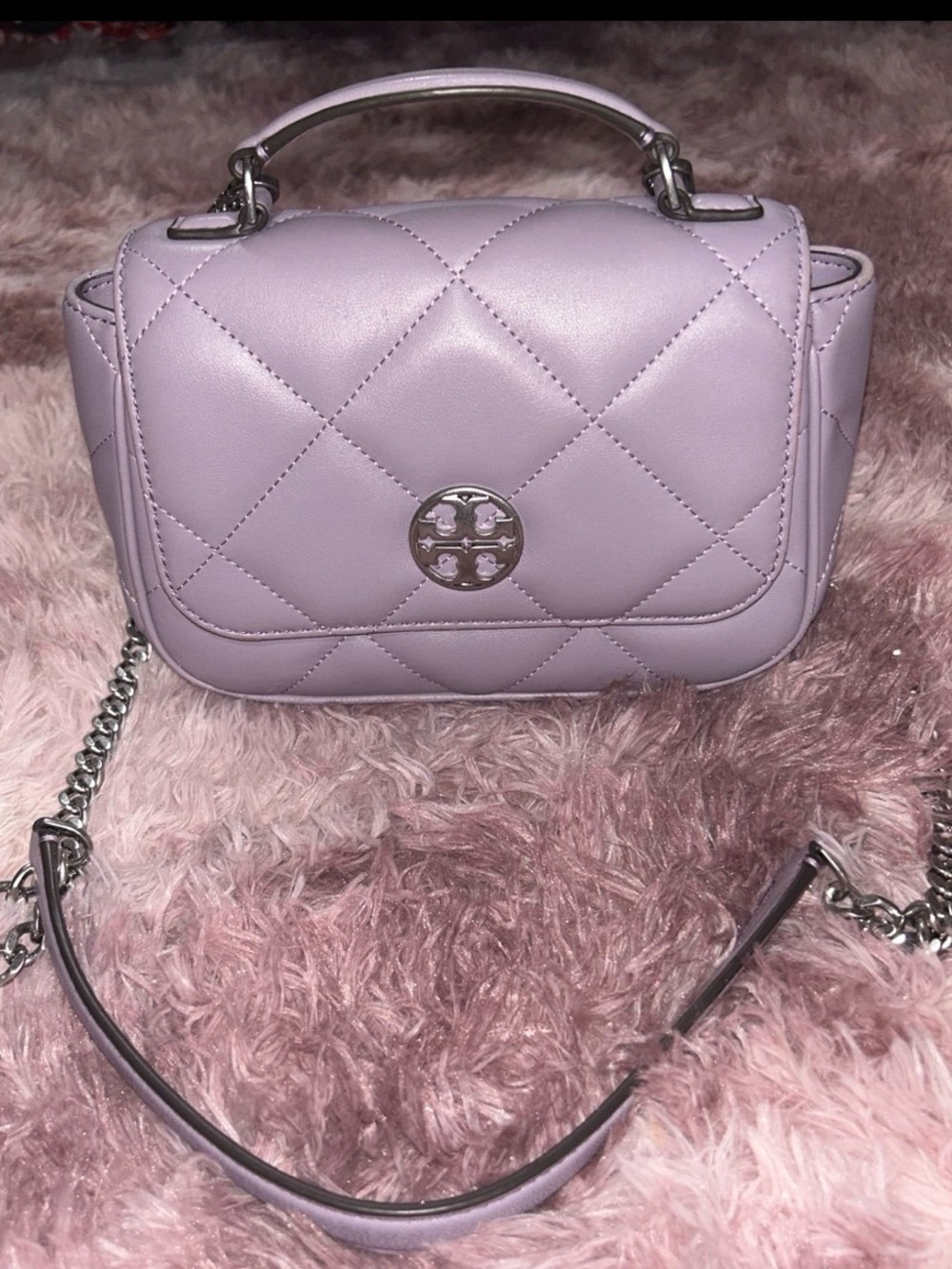 Like new Women’s Tory Burch Willa Mini Top Handle Purse Purple MSRP:$595